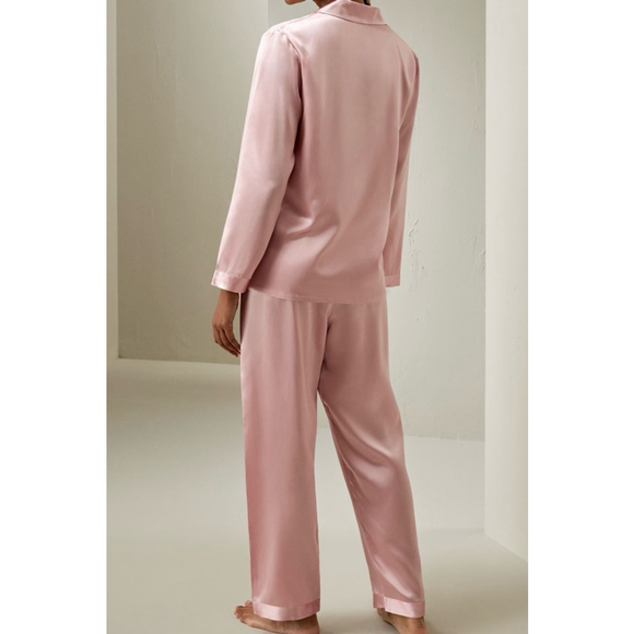 Lilysilk Women's Pink 22 Momme Mulberry Silk Pajamas Set Full Length - XL - Picture 15 of 17